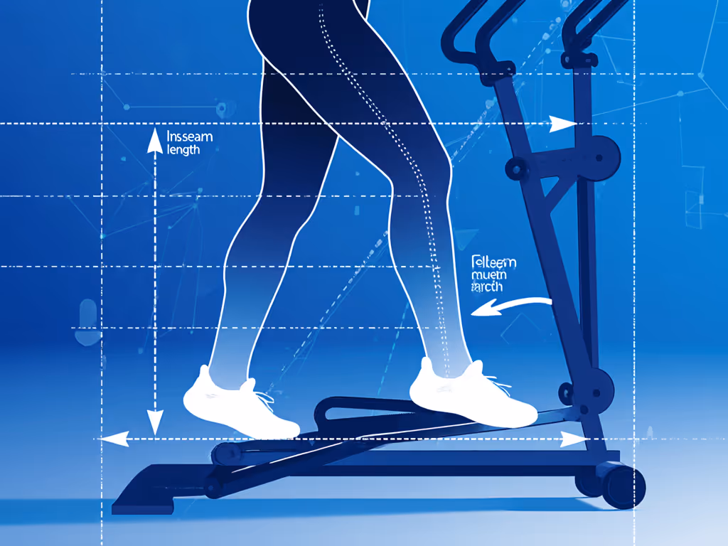 elliptical stride length measurement showing inseam-to-stride correlation